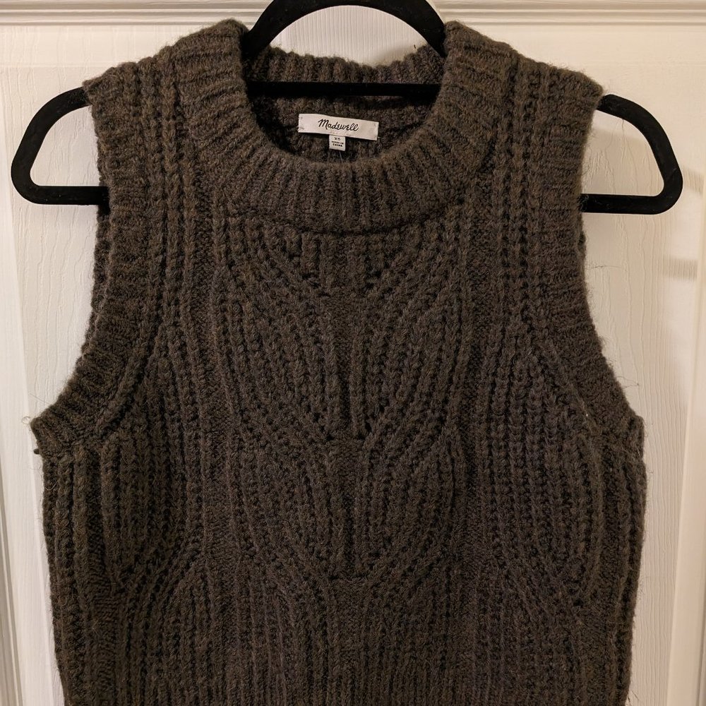 Madewell Knit Sweater Vest Dark Olive Green